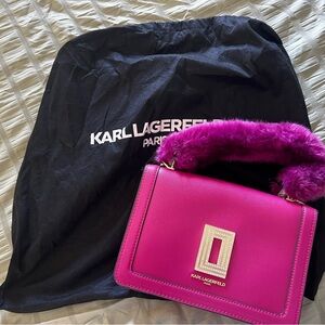 Karl Lagerfeld Fuchsia Bag with Fur Handle